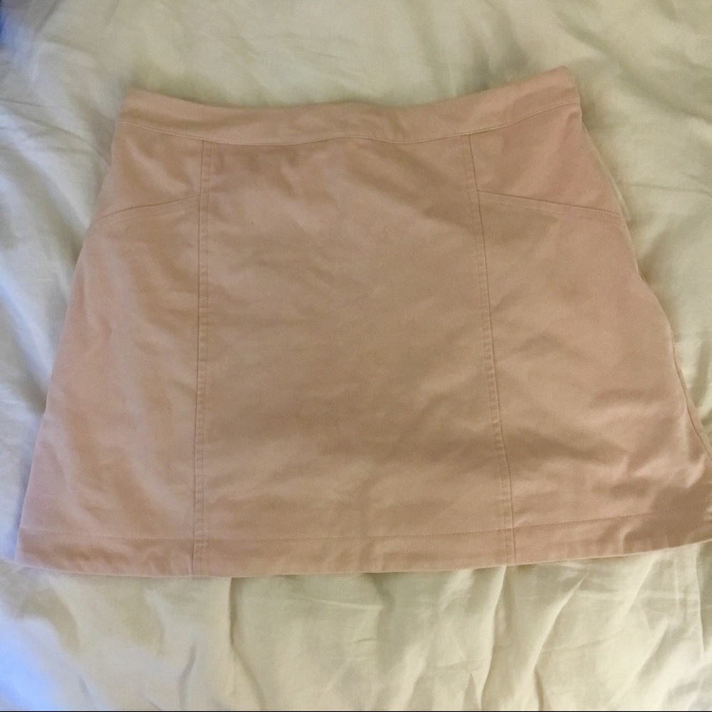 Baby Pink Faux Suede Mini Skirt